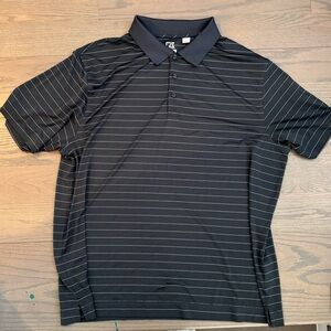 Cutter & Buck Men's Black Golf Polo with Gray Stripes